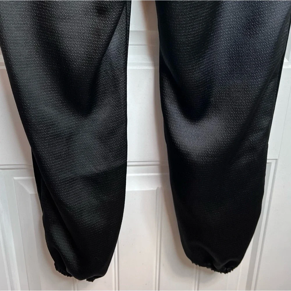 Emily McCarthy Black Downtown Velvet Racing Stripe Jogger Pants. Size Large. - Picture 10 of 13